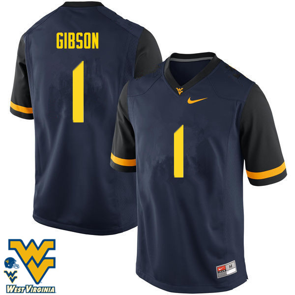 Men #1 Shelton Gibson West Virginia Mountaineers College Football Jerseys-Navy - Click Image to Close